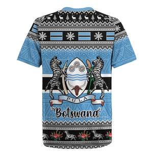 Afro Botswana Christmas Rugby Jersey Coat Of Arms - African Pattern