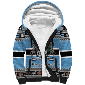 Afro Botswana Christmas Sherpa Hoodie Coat Of Arms - African Pattern