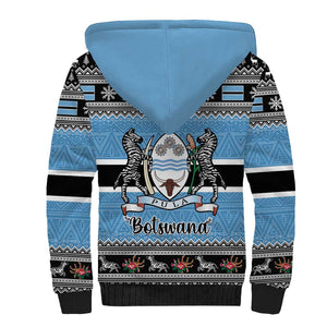 Afro Botswana Christmas Sherpa Hoodie Coat Of Arms - African Pattern