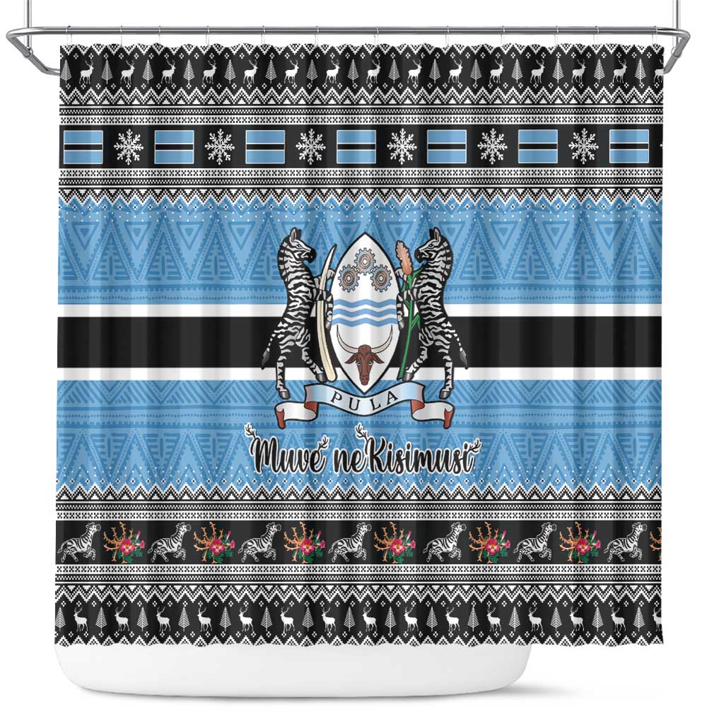 Afro Botswana Christmas Shower Curtain Coat Of Arms - African Pattern