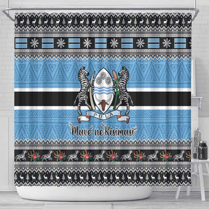 Afro Botswana Christmas Shower Curtain Coat Of Arms - African Pattern