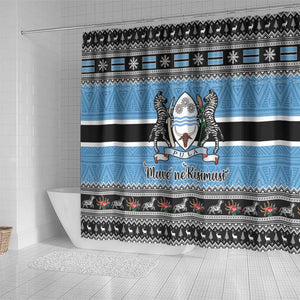 Afro Botswana Christmas Shower Curtain Coat Of Arms - African Pattern