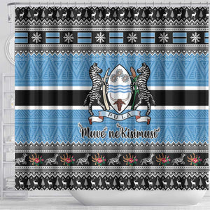 Afro Botswana Christmas Shower Curtain Coat Of Arms - African Pattern