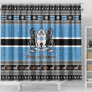 Afro Botswana Christmas Shower Curtain Coat Of Arms - African Pattern