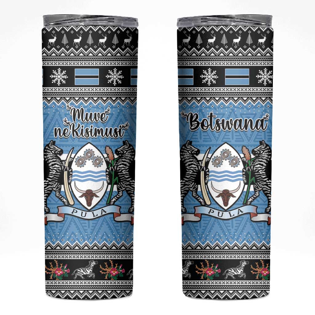 Afro Botswana Christmas Skinny Tumbler Coat Of Arms - African Pattern