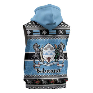 Afro Botswana Christmas Sleeveless Zip Hoodie Coat Of Arms - African Pattern - African Pride