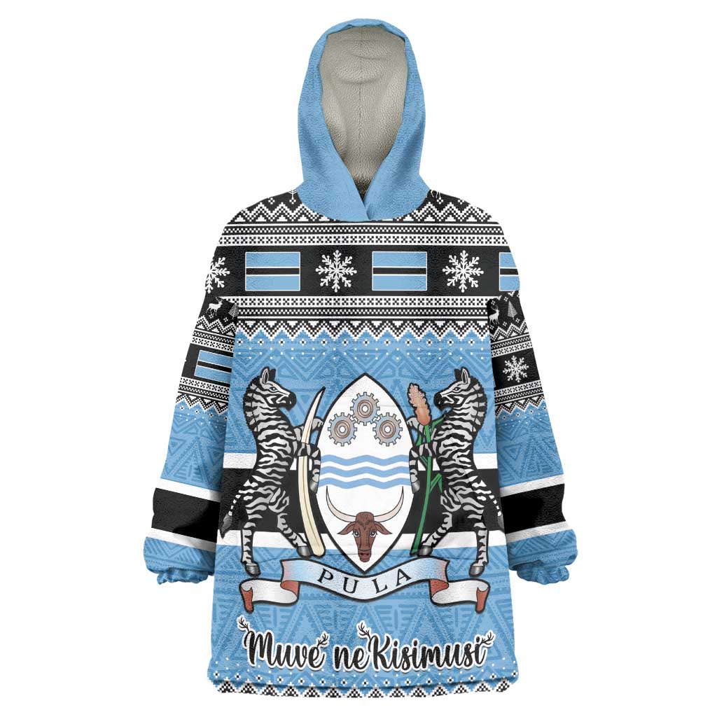 Afro Botswana Christmas Wearable Blanket Hoodie Coat Of Arms - African Pattern