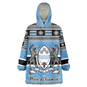 Afro Botswana Christmas Wearable Blanket Hoodie Coat Of Arms - African Pattern