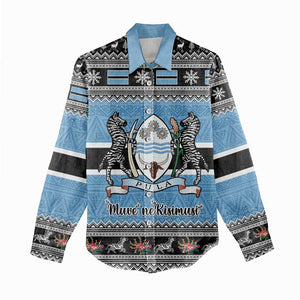 Afro Botswana Christmas Women Casual Shirt Coat Of Arms - African Pattern