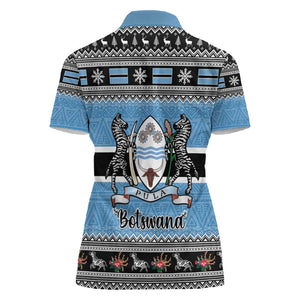 Afro Botswana Christmas Women Polo Shirt Coat Of Arms - African Pattern