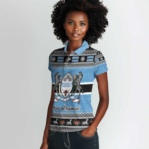 Afro Botswana Christmas Women Polo Shirt Coat Of Arms - African Pattern