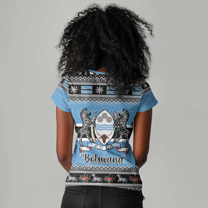 Afro Botswana Christmas Women V-Neck T-Shirt Coat Of Arms - African Pattern