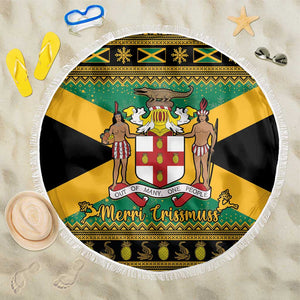 Afro-Jamaicans Beach Blanket Coat Of Arms - Merry Christmas