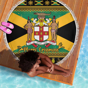 Afro-Jamaicans Beach Blanket Coat Of Arms - Merry Christmas