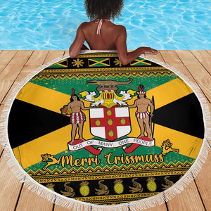 Afro-Jamaicans Beach Blanket Coat Of Arms - Merry Christmas