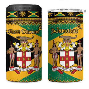 Afro-Jamaicans 4 in 1 Can Cooler Tumbler Coat Of Arms - Merry Christmas