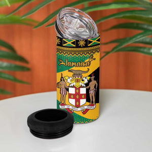 Afro-Jamaicans 4 in 1 Can Cooler Tumbler Coat Of Arms - Merry Christmas