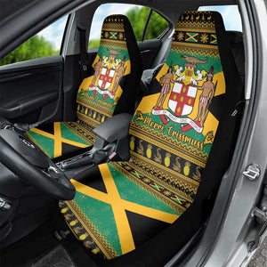 Afro-Jamaicans Car Seat Cover Coat Of Arms - Merry Christmas