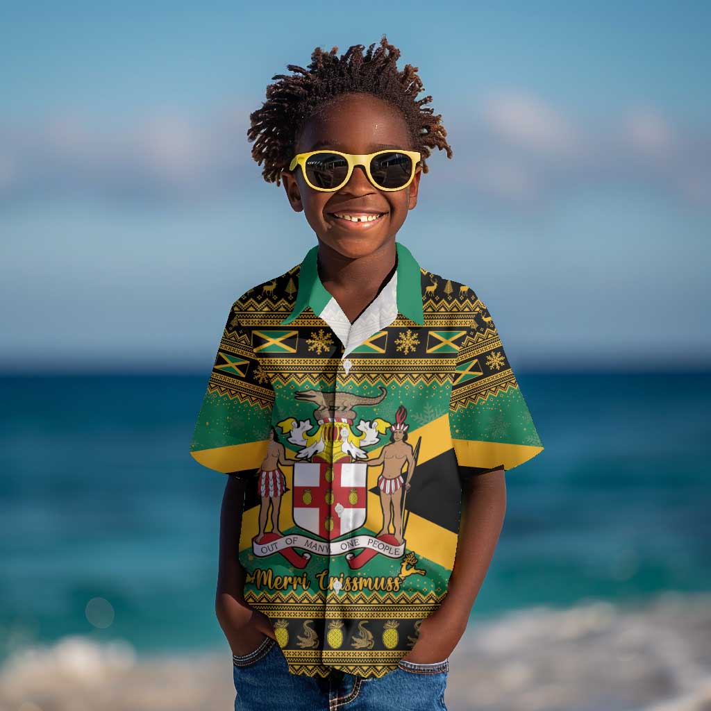 Afro-Jamaicans Kid Hawaiian Shirt Coat Of Arms - Merry Christmas