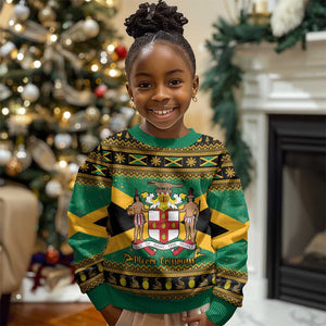 Afro-Jamaicans Kid Ugly Christmas Sweater Coat Of Arms with Merry Christmas