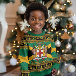 Afro-Jamaicans Kid Ugly Christmas Sweater Coat Of Arms with Merry Christmas