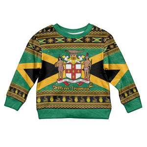 Afro-Jamaicans Kid Ugly Christmas Sweater Coat Of Arms with Merry Christmas