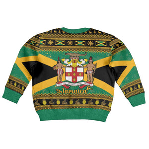 Afro-Jamaicans Kid Ugly Christmas Sweater Coat Of Arms with Merry Christmas