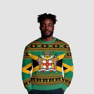 Afro-Jamaicans Ugly Christmas Sweater Coat Of Arms with Merry Christmas