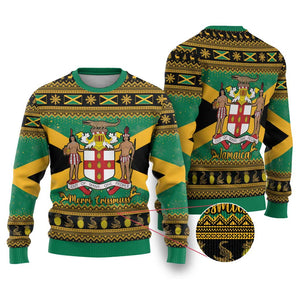 Afro-Jamaicans Ugly Christmas Sweater Coat Of Arms with Merry Christmas