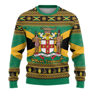 Afro-Jamaicans Ugly Christmas Sweater Coat Of Arms with Merry Christmas