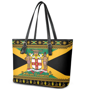 Afro-Jamaicans Leather Tote Bag Coat Of Arms - Merry Christmas