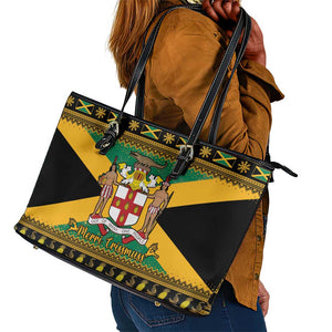 Afro-Jamaicans Leather Tote Bag Coat Of Arms - Merry Christmas