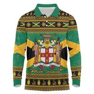 Afro-Jamaicans Long Sleeve Polo Shirt Coat Of Arms - Merry Christmas