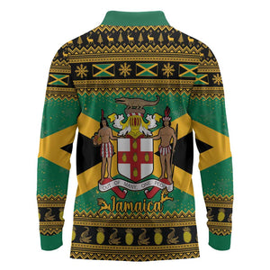 Afro-Jamaicans Long Sleeve Polo Shirt Coat Of Arms - Merry Christmas