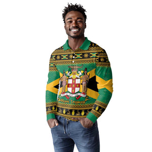 Afro-Jamaicans Long Sleeve Polo Shirt Coat Of Arms - Merry Christmas