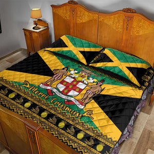 Afro-Jamaicans Quilt Bed Set Coat Of Arms - Merry Christmas