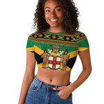 Afro-Jamaicans Raglan Cropped T shirt Coat Of Arms - Merry Christmas