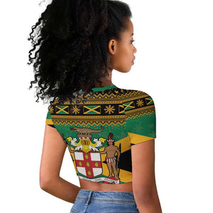 Afro-Jamaicans Raglan Cropped T shirt Coat Of Arms - Merry Christmas