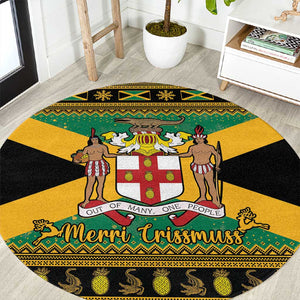 Afro-Jamaicans Round Carpet Coat Of Arms - Merry Christmas