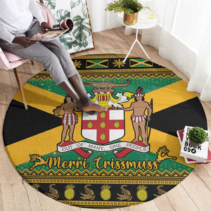 Afro-Jamaicans Round Carpet Coat Of Arms - Merry Christmas