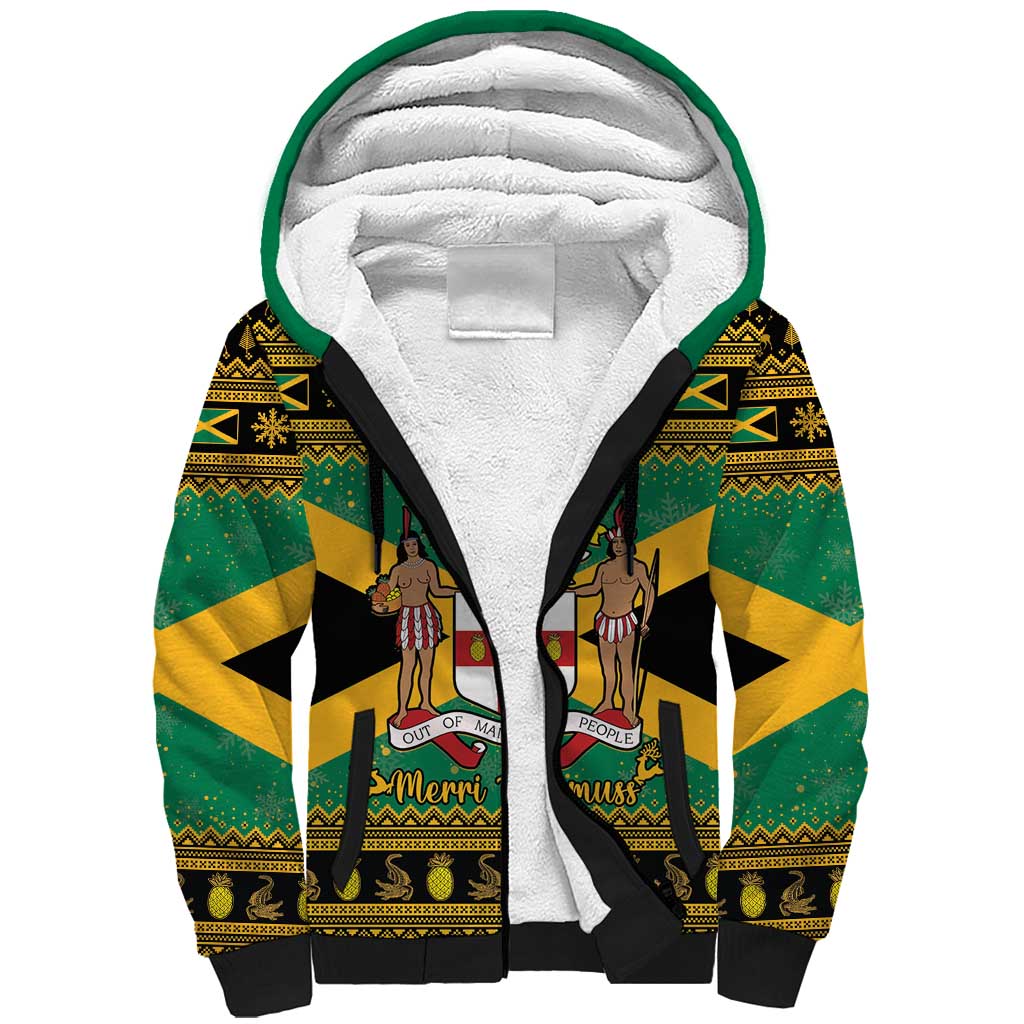 Afro-Jamaicans Sherpa Hoodie Coat Of Arms - Merry Christmas