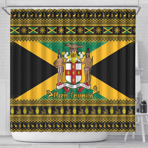 Afro-Jamaicans Shower Curtain Coat Of Arms - Merry Christmas