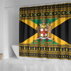 Afro-Jamaicans Shower Curtain Coat Of Arms - Merry Christmas