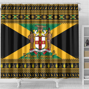 Afro-Jamaicans Shower Curtain Coat Of Arms - Merry Christmas