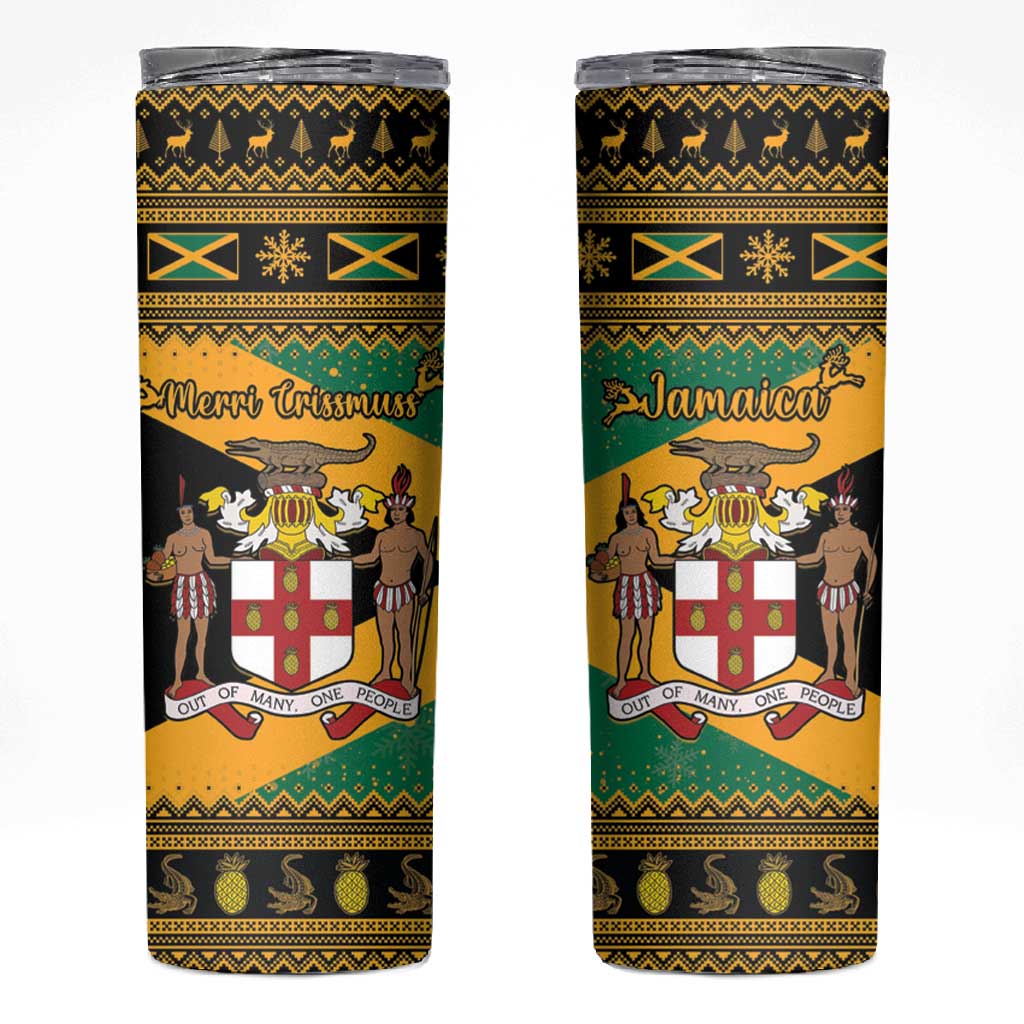 Afro-Jamaicans Skinny Tumbler Coat Of Arms - Merry Christmas