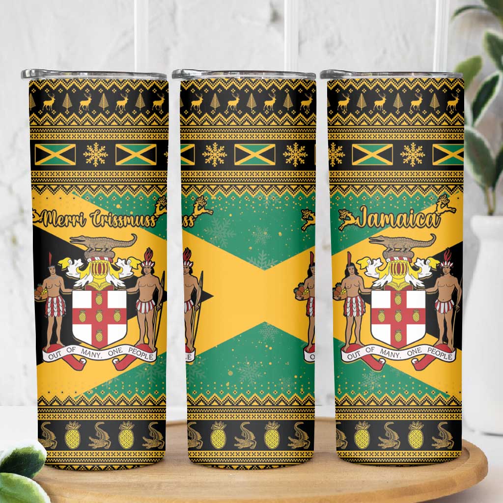 Afro-Jamaicans Skinny Tumbler Coat Of Arms - Merry Christmas