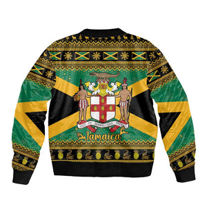 Afro-Jamaicans Sleeve Zip Bomber Jacket Coat Of Arms - Merry Christmas