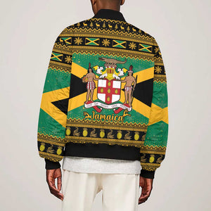 Afro-Jamaicans Sleeve Zip Bomber Jacket Coat Of Arms - Merry Christmas