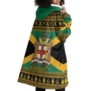 Afro-Jamaicans Wearable Blanket Hoodie Coat Of Arms - Merry Christmas