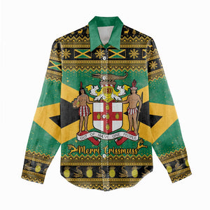 Afro-Jamaicans Women Casual Shirt Coat Of Arms - Merry Christmas